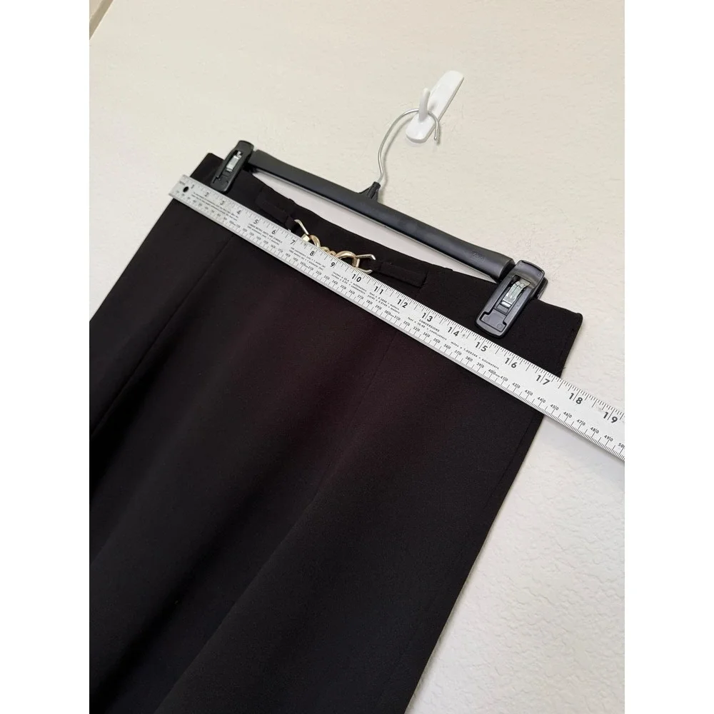 Roz & Ali Black A-Line Midi Skirt Gold Chain Detail Size Large